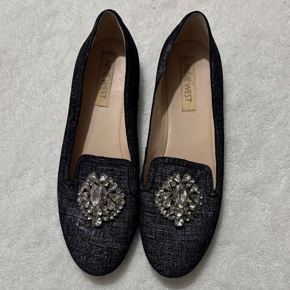 Nine West Charcoal Embellished Flats - Picture 2 of 3
